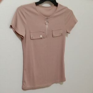 Women's Short Sleeve Beige Top